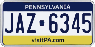 PA license plate JAZ6345
