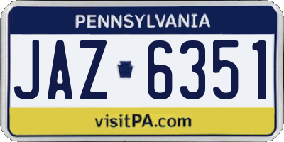 PA license plate JAZ6351