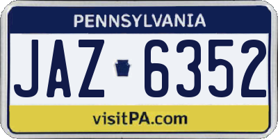 PA license plate JAZ6352