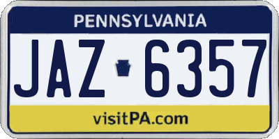 PA license plate JAZ6357