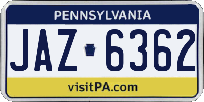 PA license plate JAZ6362