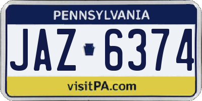 PA license plate JAZ6374