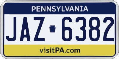 PA license plate JAZ6382