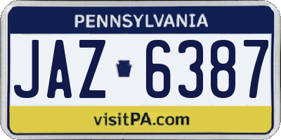 PA license plate JAZ6387