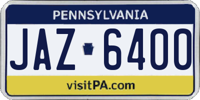 PA license plate JAZ6400