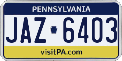 PA license plate JAZ6403