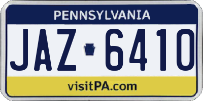 PA license plate JAZ6410