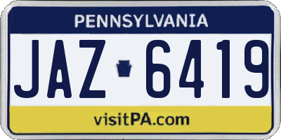 PA license plate JAZ6419