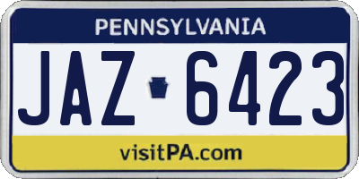 PA license plate JAZ6423
