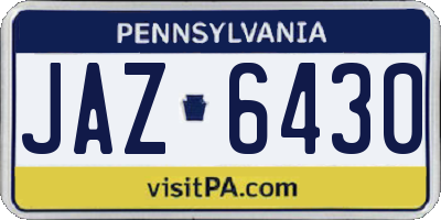 PA license plate JAZ6430
