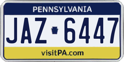 PA license plate JAZ6447