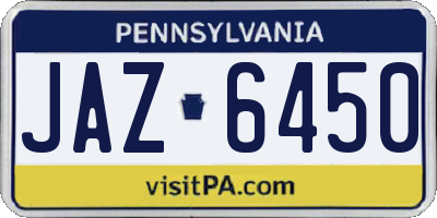 PA license plate JAZ6450