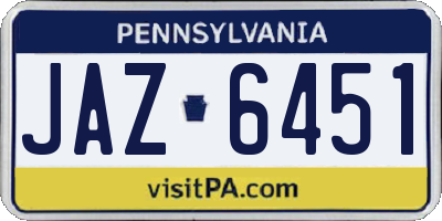 PA license plate JAZ6451