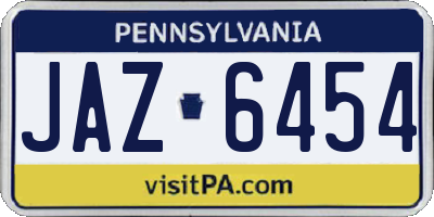 PA license plate JAZ6454