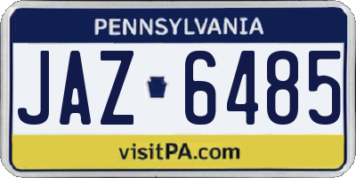 PA license plate JAZ6485