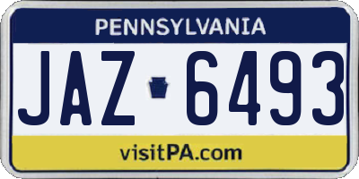 PA license plate JAZ6493