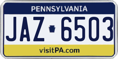 PA license plate JAZ6503