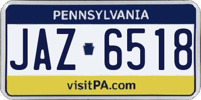 PA license plate JAZ6518