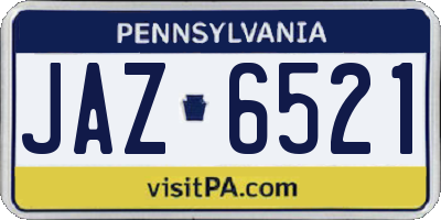 PA license plate JAZ6521