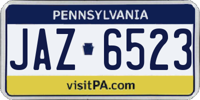 PA license plate JAZ6523