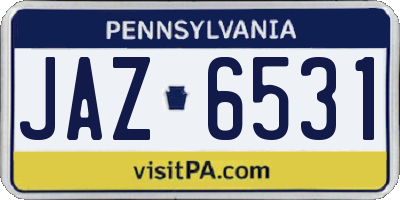 PA license plate JAZ6531