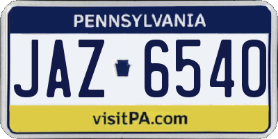 PA license plate JAZ6540