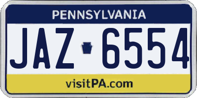 PA license plate JAZ6554