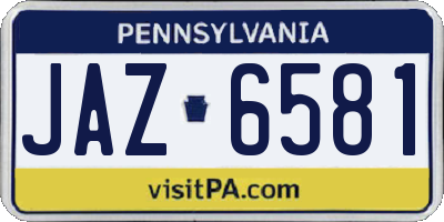 PA license plate JAZ6581