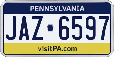 PA license plate JAZ6597