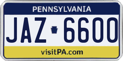 PA license plate JAZ6600