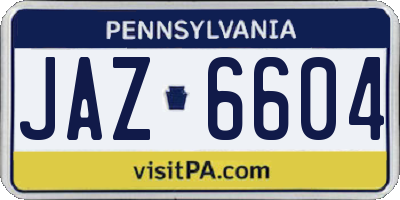 PA license plate JAZ6604