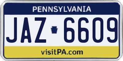 PA license plate JAZ6609