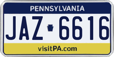 PA license plate JAZ6616