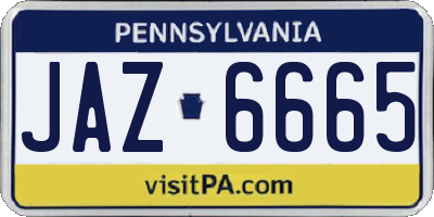 PA license plate JAZ6665