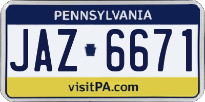 PA license plate JAZ6671