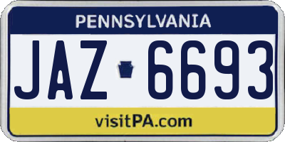 PA license plate JAZ6693