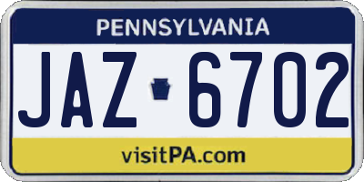 PA license plate JAZ6702