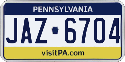 PA license plate JAZ6704