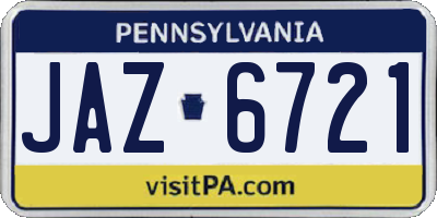 PA license plate JAZ6721