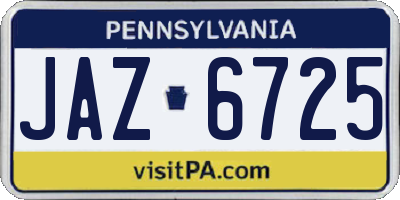 PA license plate JAZ6725