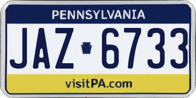 PA license plate JAZ6733