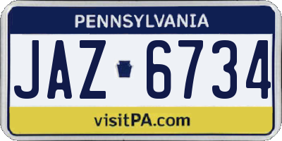 PA license plate JAZ6734