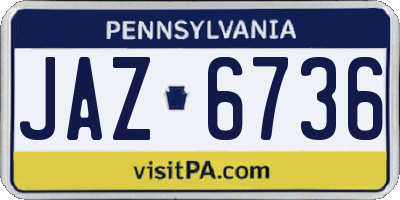 PA license plate JAZ6736