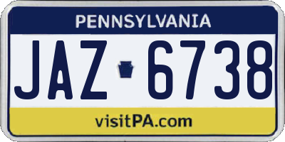 PA license plate JAZ6738