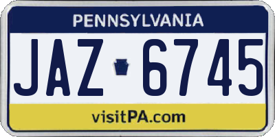 PA license plate JAZ6745