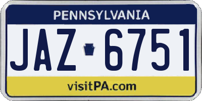 PA license plate JAZ6751