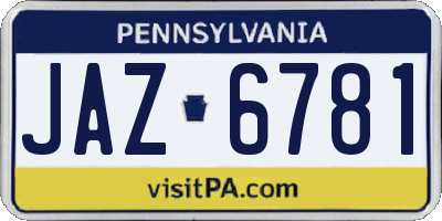 PA license plate JAZ6781