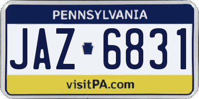 PA license plate JAZ6831