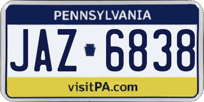 PA license plate JAZ6838