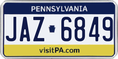 PA license plate JAZ6849